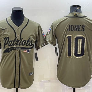 Men's New England Patriots Patriots #10 Mac Jones 2022 Olive Salute To Service Baseball Nike Jersey