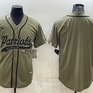 Men's New England Patriots Patriots Blank 2022 Olive Salute To Service Baseball Nike Jersey