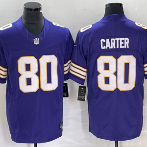 Men's Minnesota Vikings #80 Carter Purple 2023 F.U.S.E. Vapor Untouchable Limited Jersey