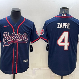Men's New England Patriots Patriots #4 Zappe Blue Baseball Nike Jersey