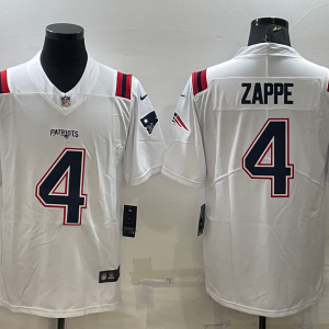 Men's New England Patriots Patriots #4 Zappe White 2021 Vapor Untouchable Limited Jersey