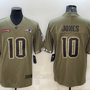 Men's New England Patriots Patriots #10 Mac Jones 2022 Olive Salute To Service Limited Jersey