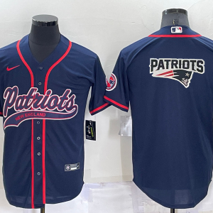 New England Patriots Patriots Blue Team Big Logo With Patch Baseball Nike Jersey