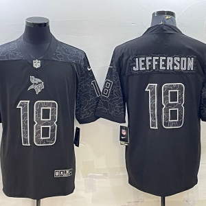 Men's Minnesota Vikings #18 Jefferson Black Reflective Limited Jersey