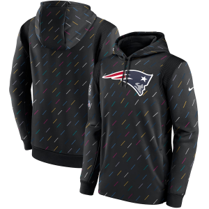Men's New England Patriots Patriots 2021 Charcoal Crucial Catch Therma Pullover Hoodie