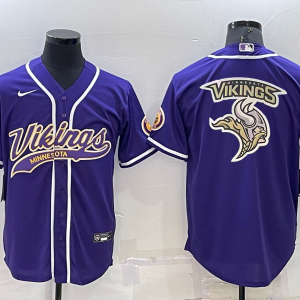 Men's Minnesota Vikings Purple Team Big Logo With Patch Baseball Nike Jersey