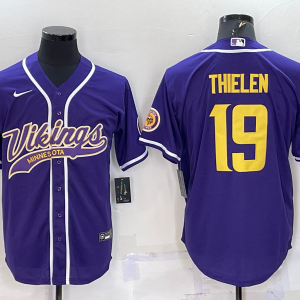 Men's Minnesota Vikings #19 Adam Thielen Purple Baseball Nike Jersey