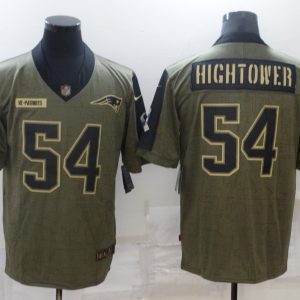 Men's New England Patriots Patriots #54 Hightower 2021 Olive Salute To Service Limited Jersey