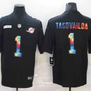 Men's Miami Dolphins #1 Tua Tagovailoa 2020 Black Crucial Catch Limited Jersey