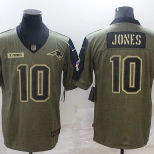 Men's New England Patriots Patriots #10 Mac Jones 2021 Olive Salute To Service Limited Jersey