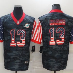 Men's Miami Dolphins #13 Dan Marino 2020 Camo USA Flag Limited Jersey