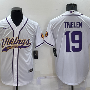 Men's Minnesota Vikings #19 Adam Thielen White Baseball Nike Jersey