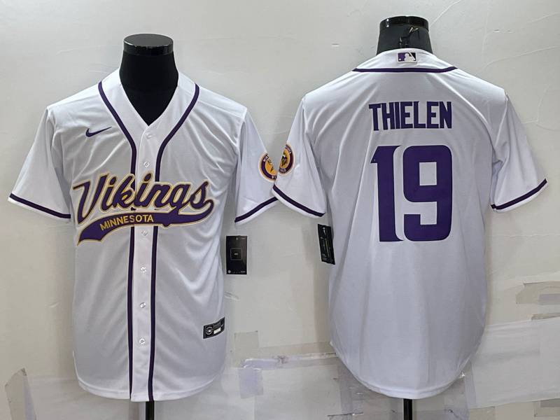 Men's Minnesota Vikings #19 Adam Thielen White Baseball Nike Jersey
