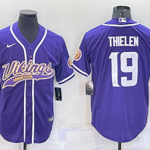 Men's Minnesota Vikings #19 Adam Thielen Purple Baseball Nike Jersey