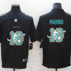 Men's Miami Dolphins #13 Dan Marino Black Shadow Logo Limited Jersey