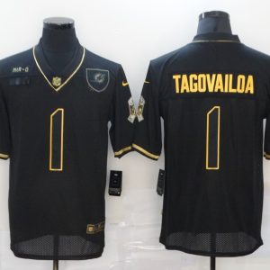 Men's Miami Dolphins #1 Tua Tagovailoa Black/Gold Salute To Service Limited Jersey