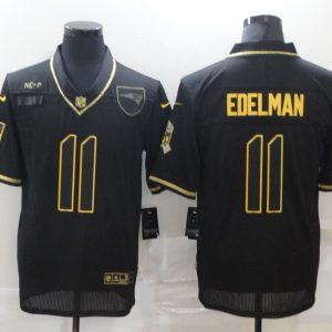 Men's New England Patriots Patriots #11 Edelman Black/Gold Salute To Service Limited Jersey