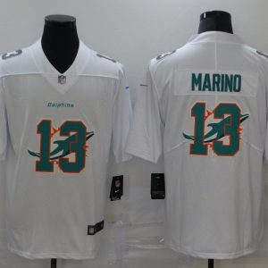 Men's Miami Dolphins #13 Dan Marino White Shadow Logo Limited Jersey