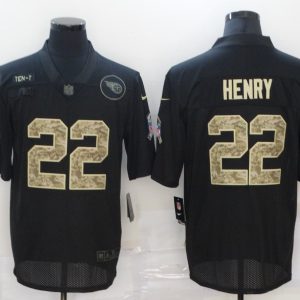 Men's Tennessee Titans #22 Derrick Henry Black Camo Salute To Service Limited Jersey