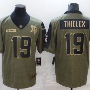 Men's Minnesota Vikings #19 Adam Thielen 2021 Olive Salute To Service Limited Jersey