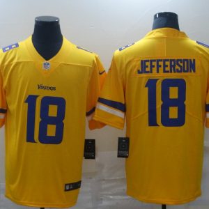 Men's Minnesota Vikings #18 Jefferson Gold Inverted Legend Men Jersey