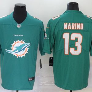 Men's Miami Dolphins #13 Dan Marino Green Team Big Logo Number Vapor Untouchable Limited Jersey