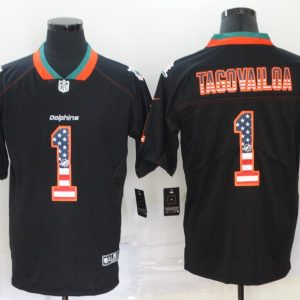 Men's Miami Dolphins #1 Tua Tagovailoa USA Flag Limited Jersey