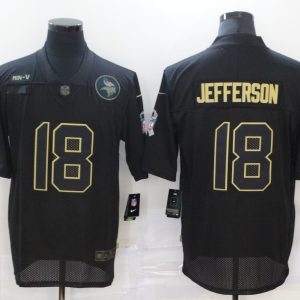 Men's Minnesota Vikings #18 Jefferson 2020 Black Salute To Service Limited Jersey