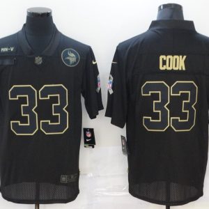 Men's Minnesota Vikings #33 Cook 2020 Black Salute To Service Limited Jersey