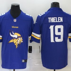 Men's Minnesota Vikings #19 Adam Thielen Purple Team Big Logo Number Vapor Untouchable Limited Jersey