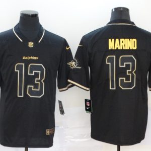 Men's Miami Dolphins #13 Dan Marino Black 2020 Golden Edition Limited Jersey