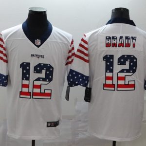 Men's New England Patriots Patriots #12 Tom Brady White 2019 USA Flag Fashion Limited Jersey