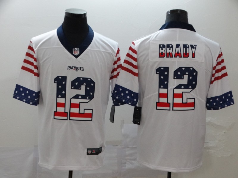 Men's New England Patriots Patriots #12 Tom Brady White 2019 USA Flag Fashion Limited Jersey