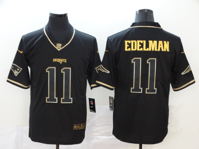 Men's New England Patriots Patriots #11 Julian Edelman Black 2019 Golden Edition Limited Stitched