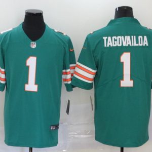 Men's Miami Dolphins #1 Tua Tagovailoa Aqua 2020 NFL Draft Alternate Vapor Limited Jersey