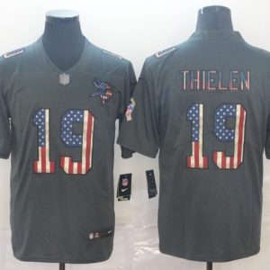 Men's Minnesota Vikings #19 Adam Thielen Grey 2019 Salute To Service USA Flag Fashion Limited Jersey