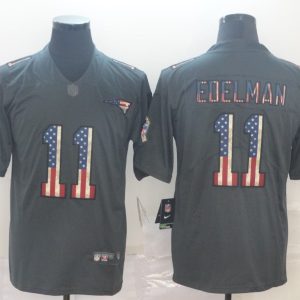 Men's New England Patriots Patriots #11 Julian Edelman Grey 2019 Salute To Service USA Flag Fashion Limited Jersey