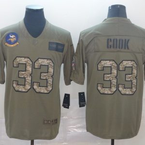 Men's Minnesota Vikings #33 Dalvin Cook 2019 Olive/Camo Salute To Service Limited Jersey