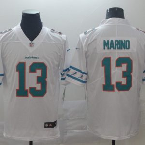 Men's Miami Dolphins #13 Dan Marino White Team Logo Limited Jersey