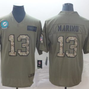 Men's Miami Dolphins #13 Dan Marino 2019 Olive/Camo Salute To Service Limited Jersey