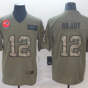 Men's New England Patriots Patriots #12 Tom Brady 2019 Olive/Camo Salute To Service Limited Jersey