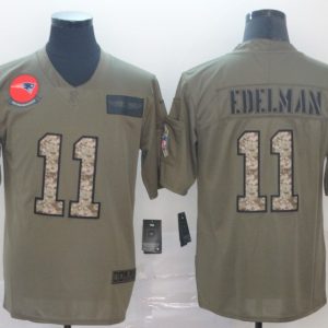 Men's New England Patriots Patriots #11 Julian Edelman 2019 Olive/Camo Salute To Service Limited Jersey