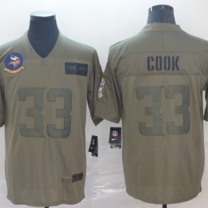 Nike Vikings #33 Cook 2019 Olive Salute To Service Limited Men Jersey