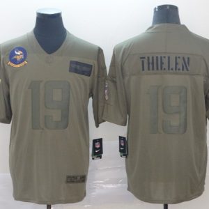 Nike Vikings #19 Adam Thielen 2019 Olive Salute To Service Limited Men Jersey