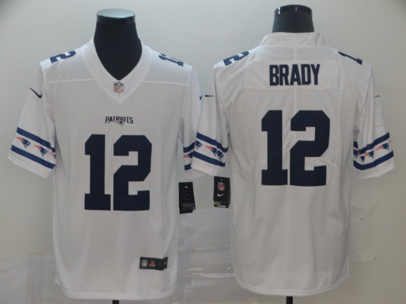 Men's New England Patriots Patriots #12 Tom Brady White 2019 Team Logo Cool Edition Stitched Jersey
