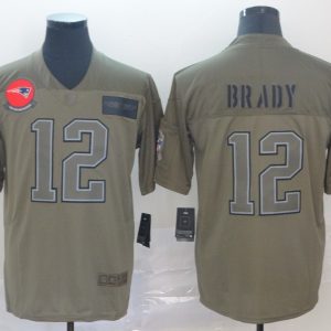 Nike Patriots #12 Tom Brady 2019 Olive Salute To Service Limited Men Jersey