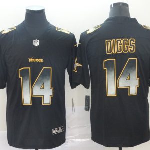 Minnesota Vikings #14 Stefon Diggs 2019 Black Smoke Fashion Limited Men Jersey