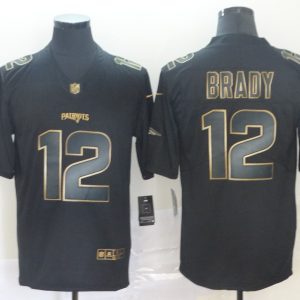 Nike Patriots #12 Tom Brady Black Gold Vapor Untouchable Limited Men Jersey