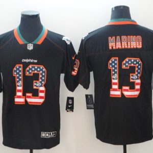 Nike 2018 Miami Dolphins #13 Marino USA Flag Fashion Black Color Rush Limited Jersey