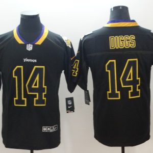 NFL 2018 Minnesota Vikings #14 Diggs Lights Out Black Color Rush Limited Jersey